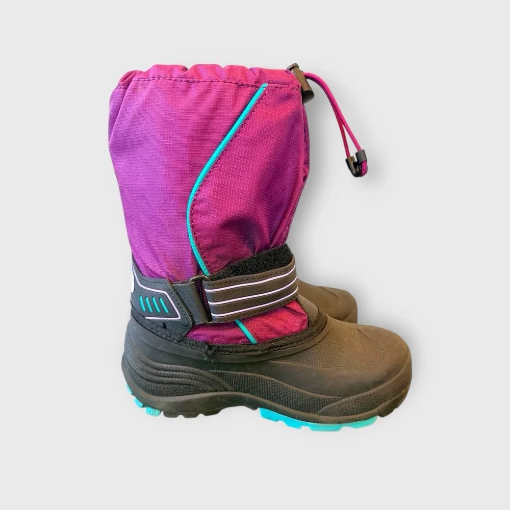 Kamik Snowciast Waterp Snow Boots Girls Size 2 US Pink Purple Black - Excellent